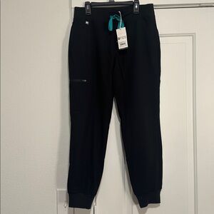 Figs Black Jogger Pants with Teal Drawstring